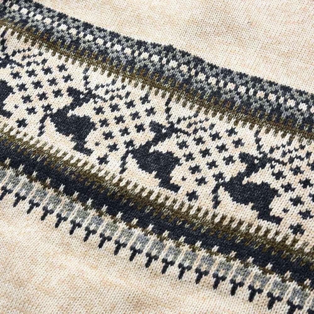 Jacquard Christmas Sweater For Men - Warm Half-Zip Cardigan Jacket, Vintage Style