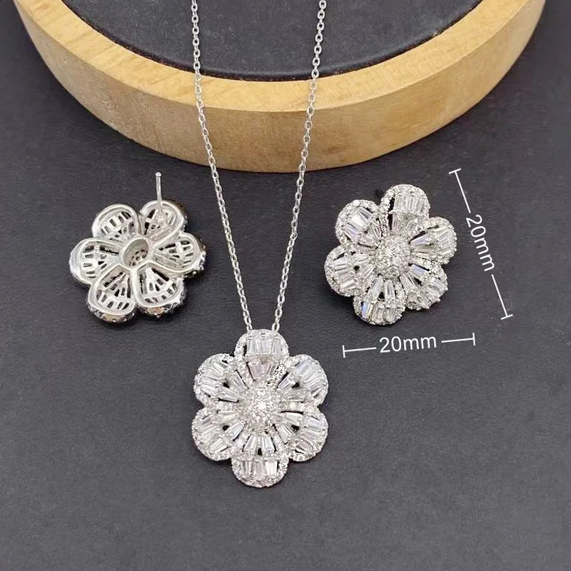 Vanifin Necklace with Earrings Exquisite Plum Blossom Micro Inlay Zirconia For Woman Banquet Jewelry Gift 241226