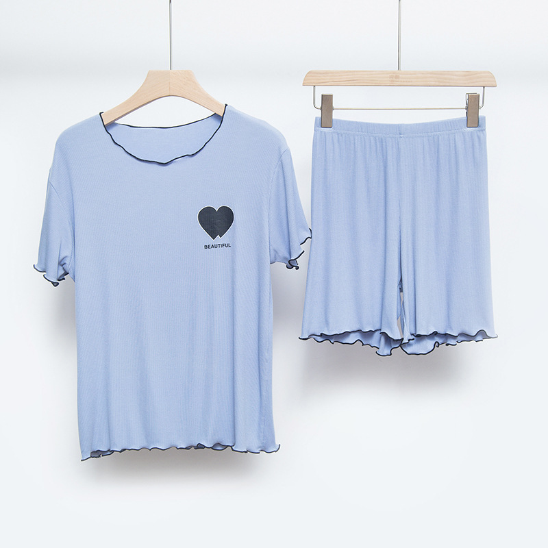 B604-Spring and summer women's home clothes set thin modal short-sleeved trousers shorts three-piece pajamas pajamas