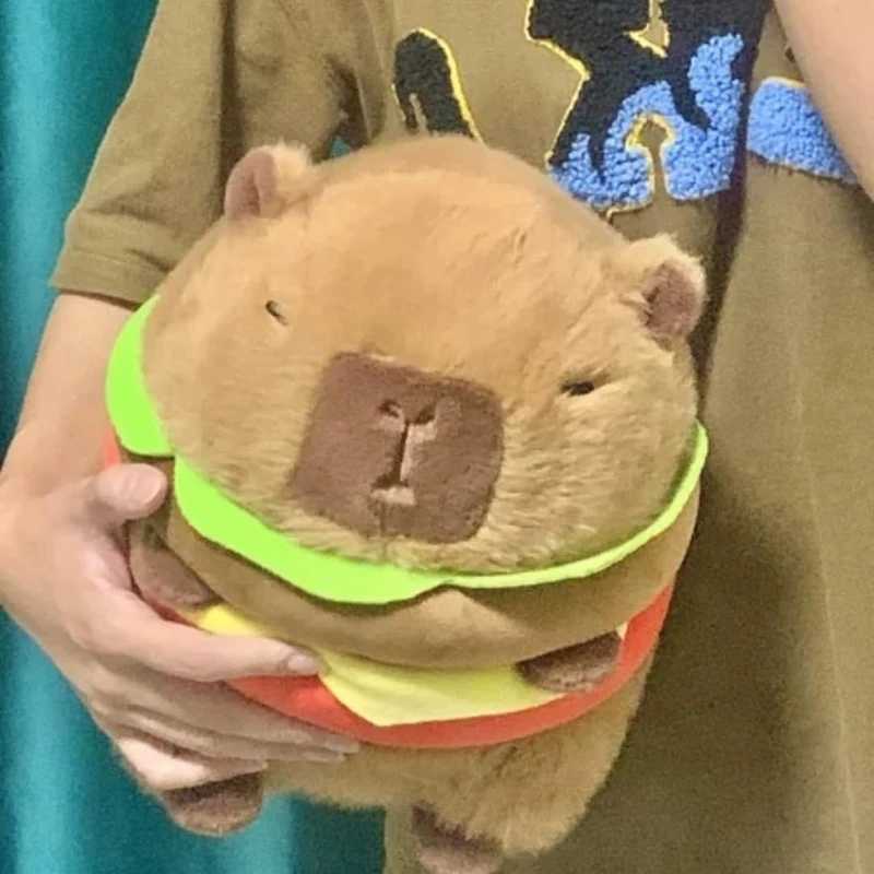 1 PCS Realistic Capybara Burger Plush Cute Capybara Stuffed Animal Pillow Plushie Toy Soft Hamburger Food Stuffed Toys Doll X241227