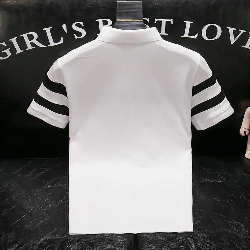 Korean Clothing Men Striped shirt Shirts Summer Fashion Tees Streetwear Male New Slim Versatile Short Sleeve Basic Casual Tops X241228