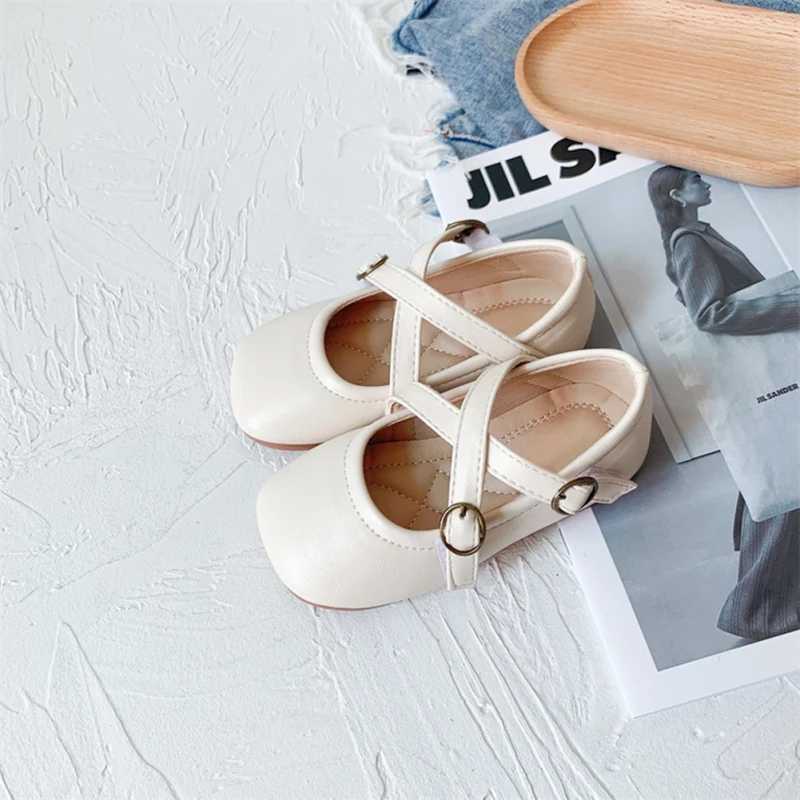 Childrens Princess Apartment Spring Sweet Retro Shoes Square Toes Little Girl Par Leather Dress Shoes Non slip Flat Bottom W241228