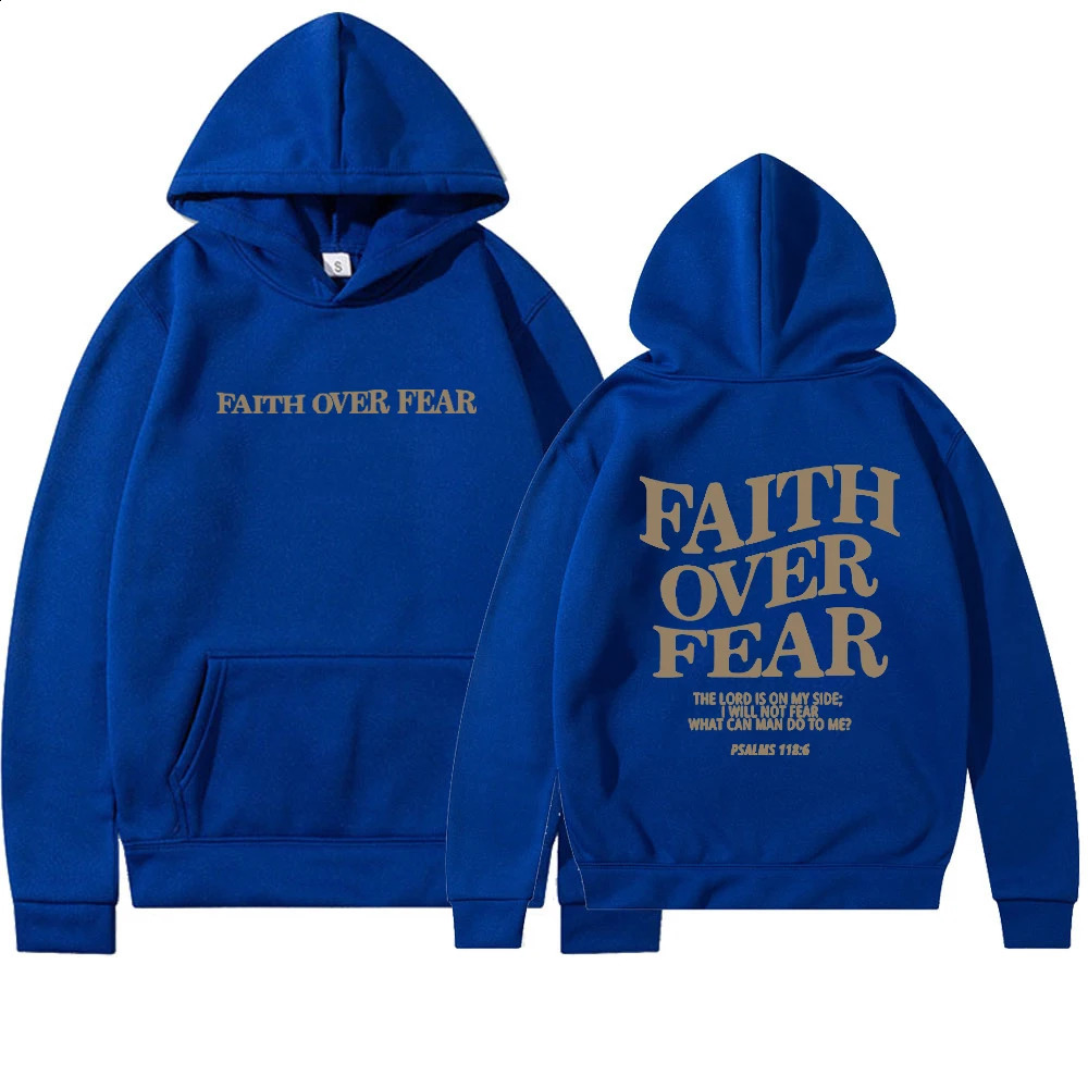 Faith Over Fear Christian Hoodie Sweatshirt Jesus Trendy Bible Verse Shirt Unisex Aesthetic Clothes Streetwear 241227