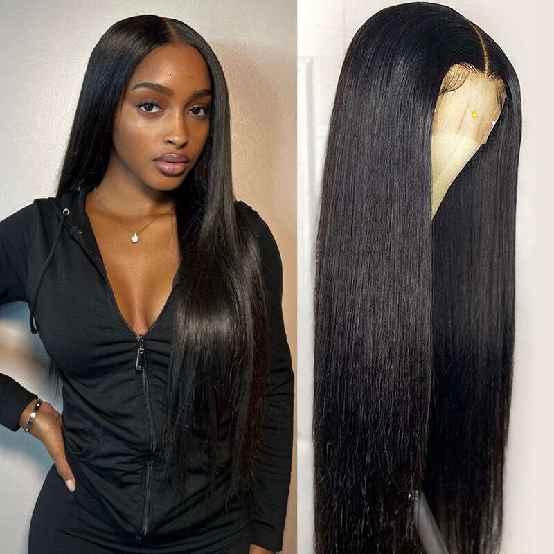 Wig For Women With Long Straight Hair, Split Bangs, Hand Woven Lace Front, Synthetic Wig, Headband, Overseas Kq2 Kq2