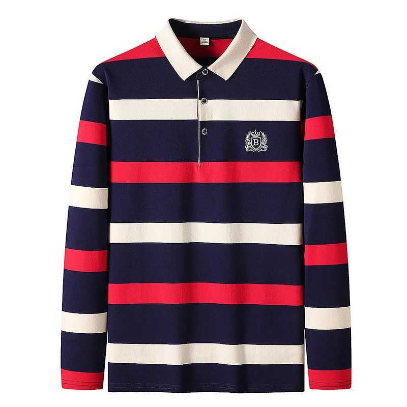 Mens Business Long Sleeve shirt Shirt 2024 Spring New Cotton Casual Long Sleeve T-Shirt Fashion Stripe Embroidery shirt Shirts Men X241228