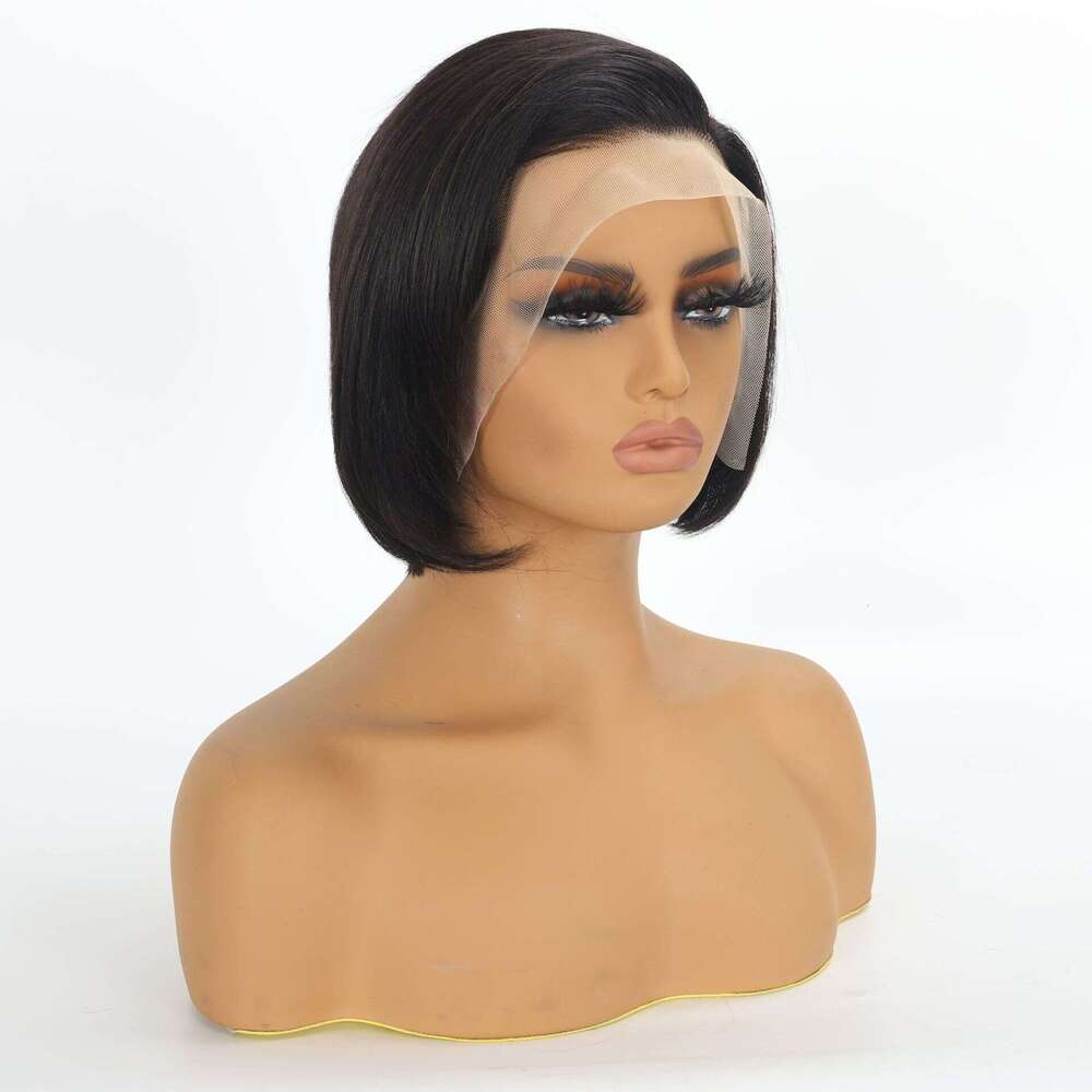 Wig Real Full Short Straight Human Hair Headband 13 * 4 Front Lace Bob Hairstyle Kq2 Kq2