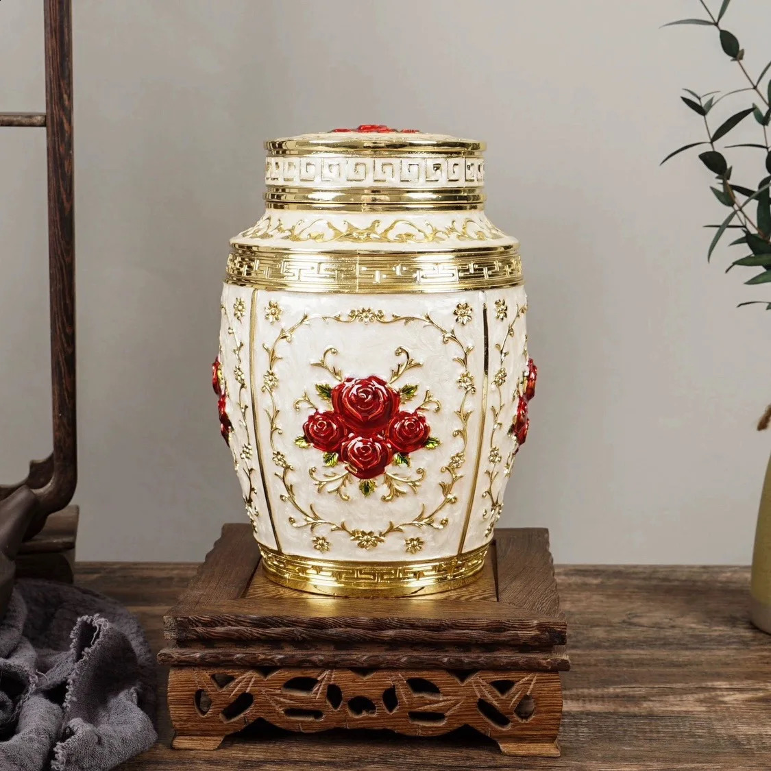 Rose Flower Pet Memorial Keepsake Urns Metal Pets Urns Puppy Funeral Box Memorials Funerary Human Ashes Urns Casket 241225