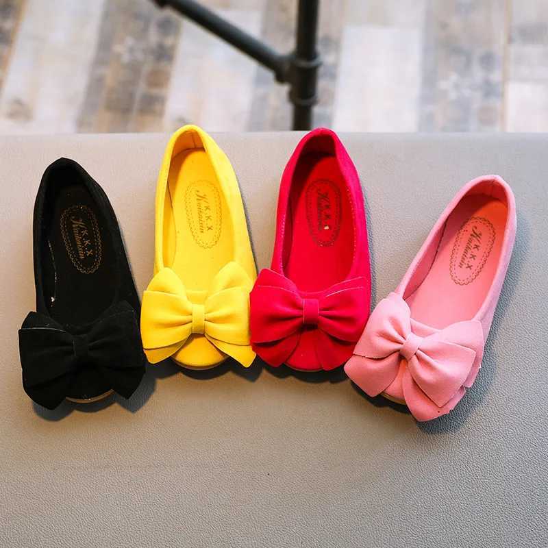 Black pink yellow rose little girls flat shoes bow soft soled single shoes childrens princess shoes stockings 1-7T W241228
