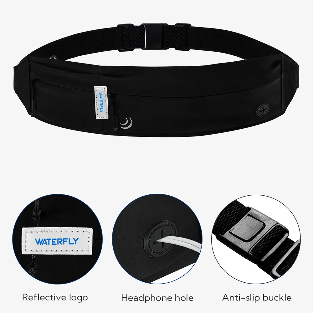 WATERFLY Belt Bag Fanny Pack Running Waist Sport Workout Exercise Fitness Runner For Men Women Jogger Slim Waistband 241223