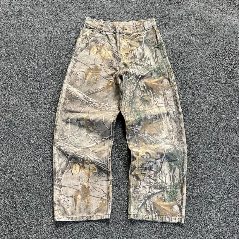 Y2K Baggy Pants Camouflage Pattern Printed High Street Hip Hop Sweat Pants Men Oversized Unisex Casual Camo Trousers Streetwear 241226