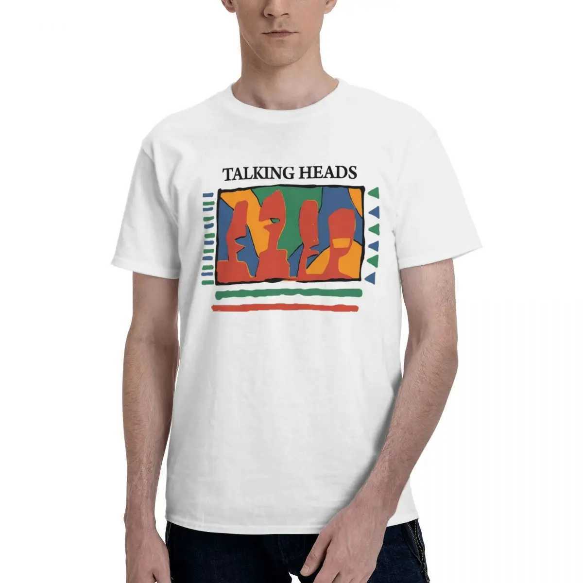 Interesting Talking Head Band Mens T-shirt Round Neck Cotton T-shirt Back Punk Short Sleeve Sleve T-shirt Clothing X241228