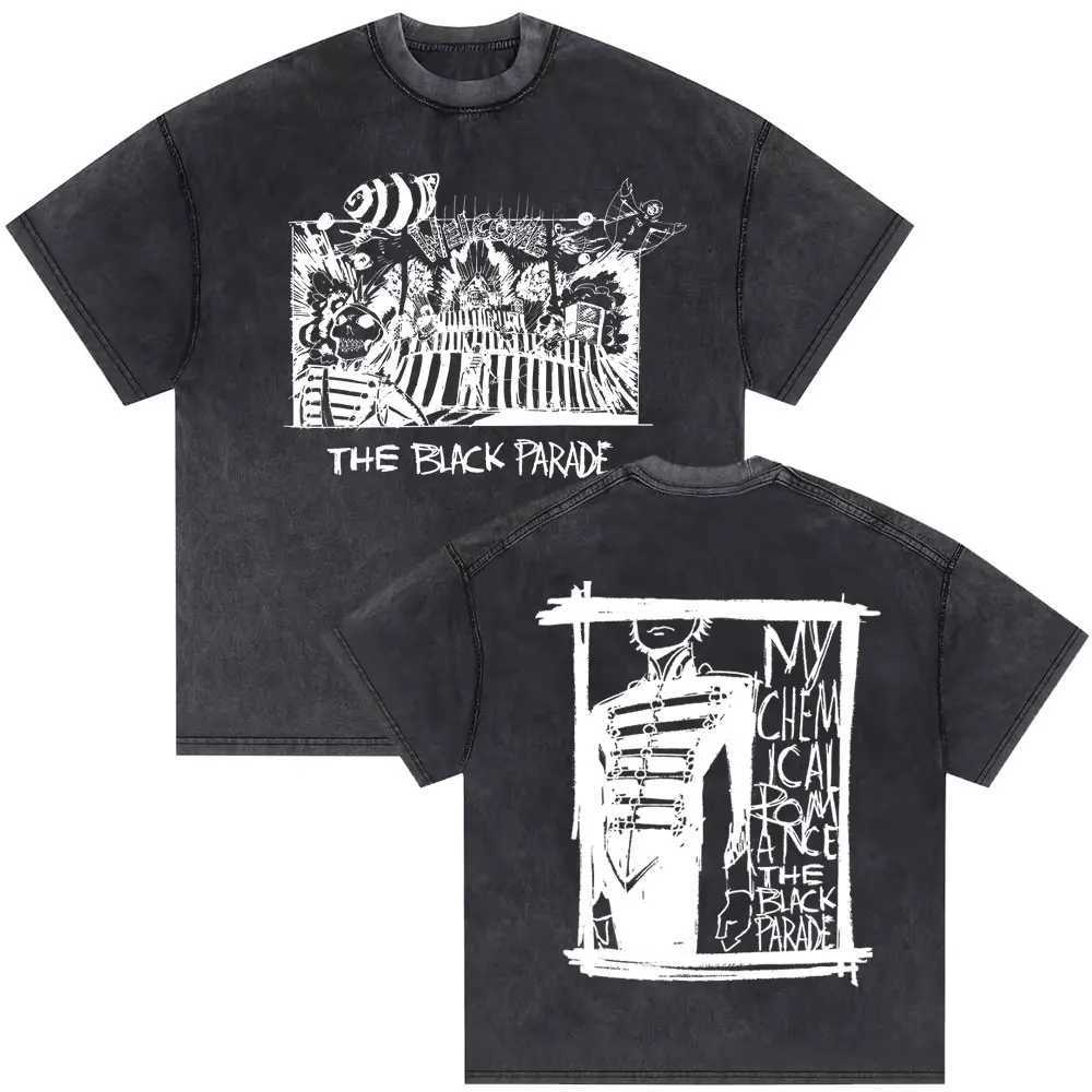 Washed Vintage My Chemical Romance 2007 Tour T-shirt Mens Parade Punk Emo Rock Band T-shirt Mens Fashion Oversized T-shirt X241228