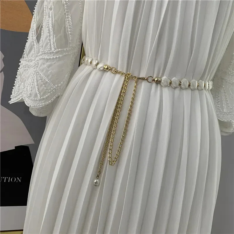 Fashion Waist Elastic Buckle Shell Belts for Women Strap Female Belt Accessories Dress Cintos Mujer Crystal 241225