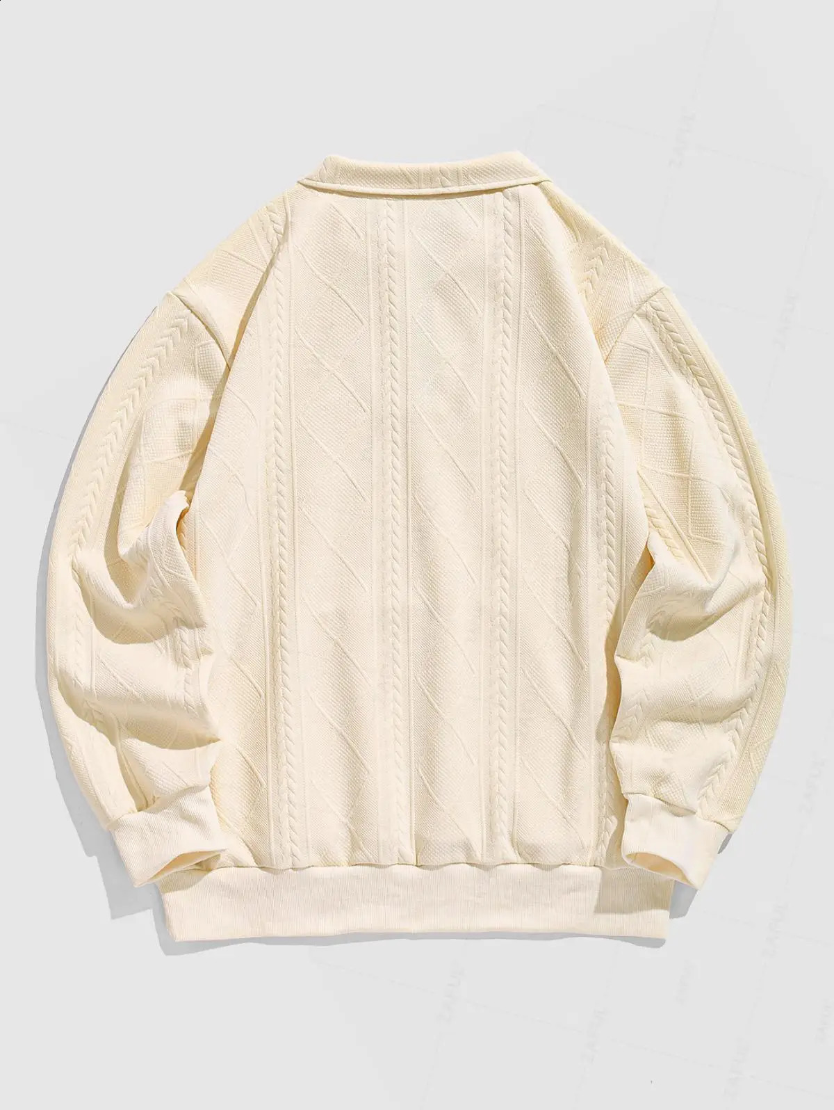 Mens Knitted Jacquard Texture Half Zipper Stand Collar Kangaroo Pocket Zipper Sweatshirt 241227