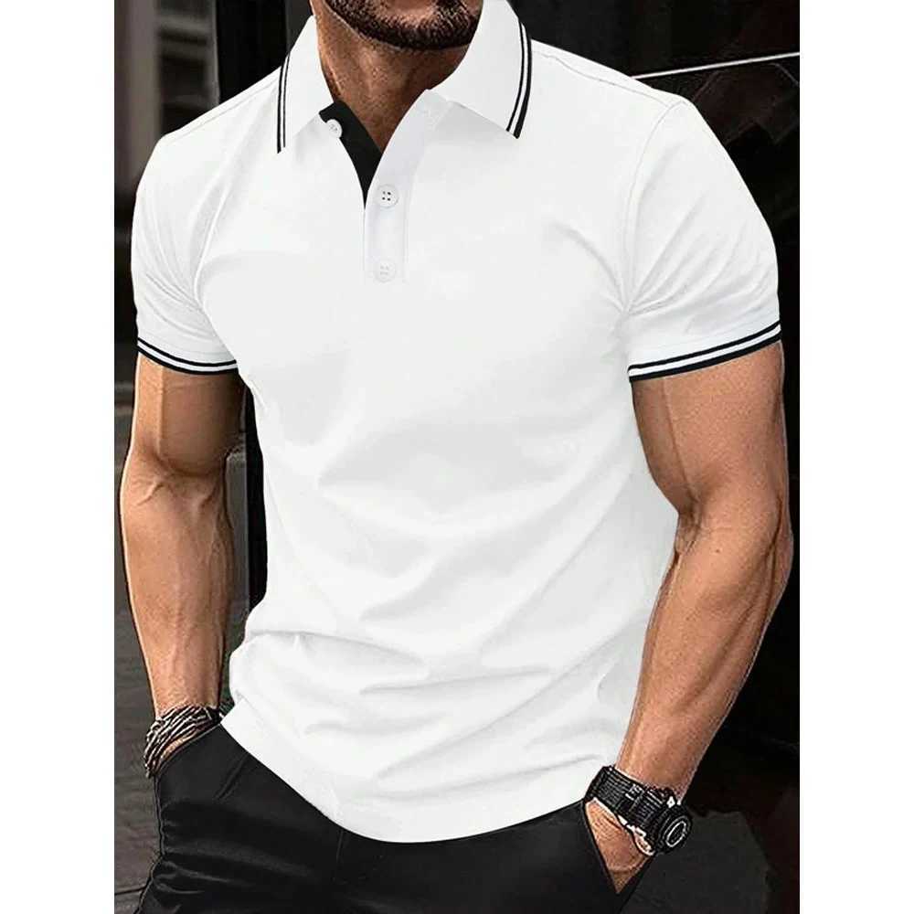 New Summer shirt Shirt Mens Fashion Short Sleeve shirt Mens Casual Personalized shirt Shirt Flip Collar Striped Mens Top shirt Shirt X241228