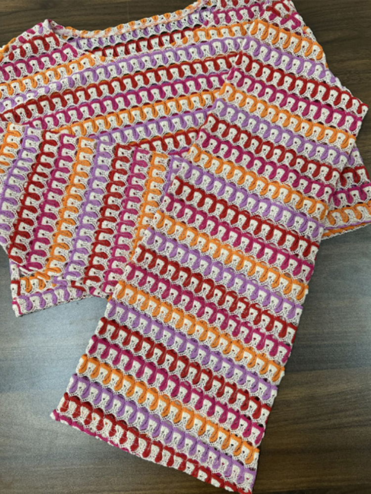 Printed O Neck Women Crop Top Set Stripe A E Female Mini Skirts Suits Summer Beach Flare Sleeveless Lady Shirt Sets