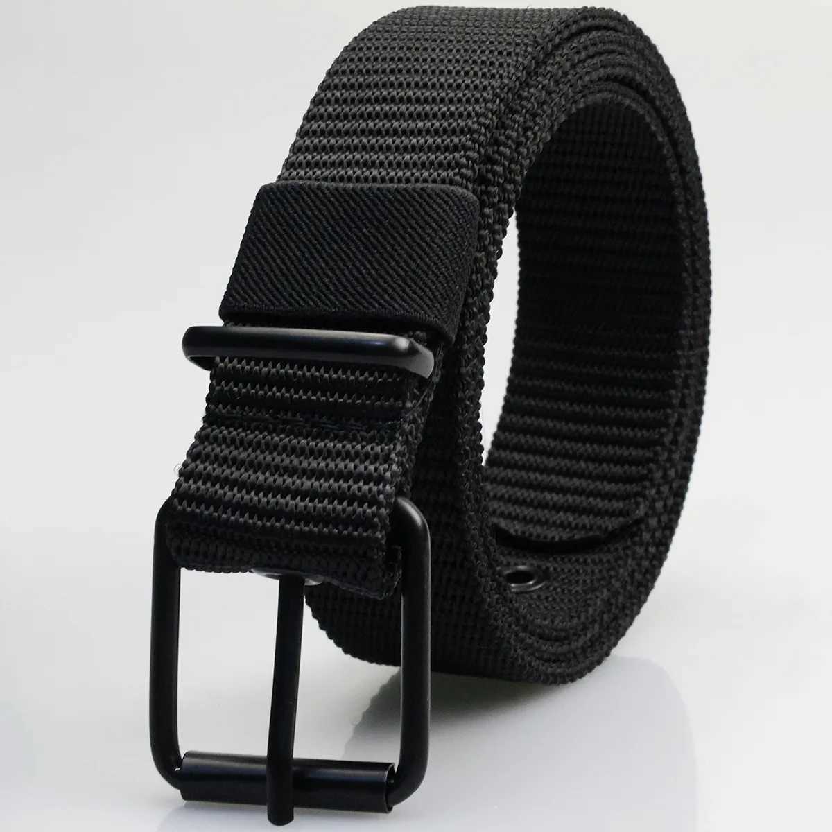 New Porous Buckle Canvas Strap Mens Fashion Edition with Student Military Training Extended Cowboy Design Strap W241228
