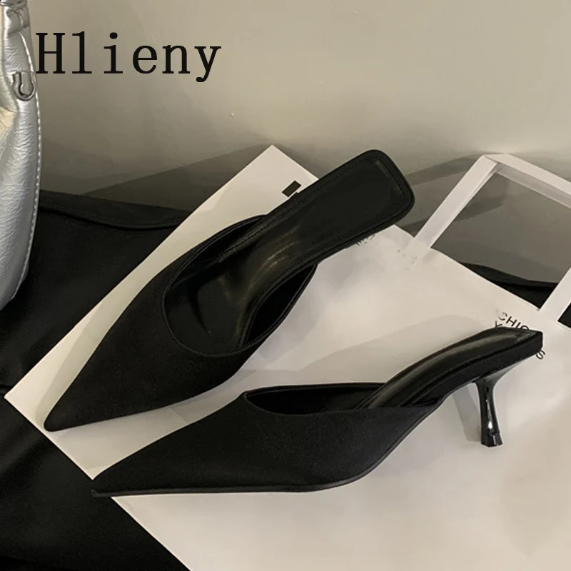 Hlieny 2025 Spring shallow Leopard Print Women Slipper Pointed Toe Thin Low Heel Sandal Ladies Mules Shoes Zapatos Mujer 241228