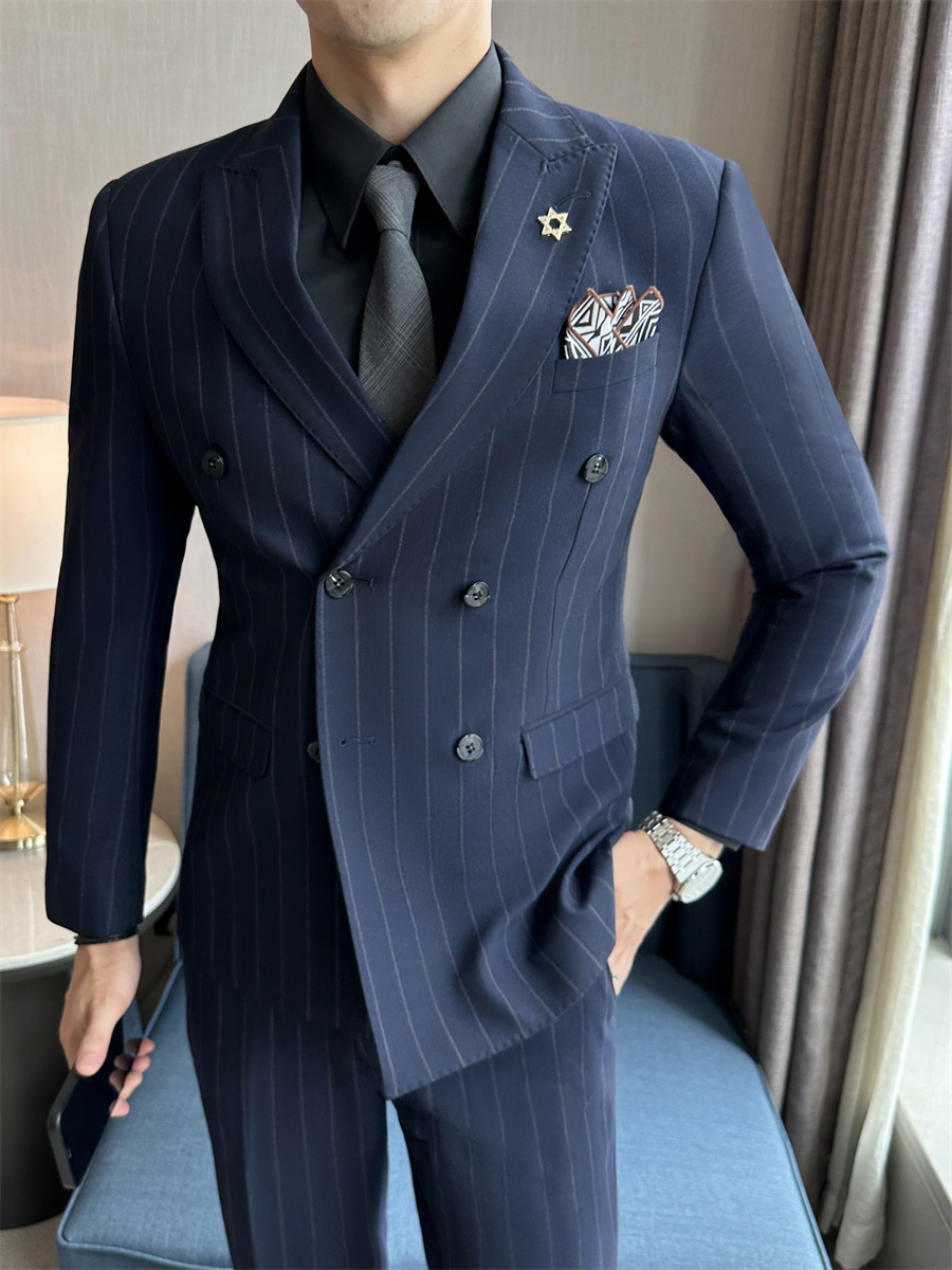 L1227Striped suits high-end slim business groom best man wedding