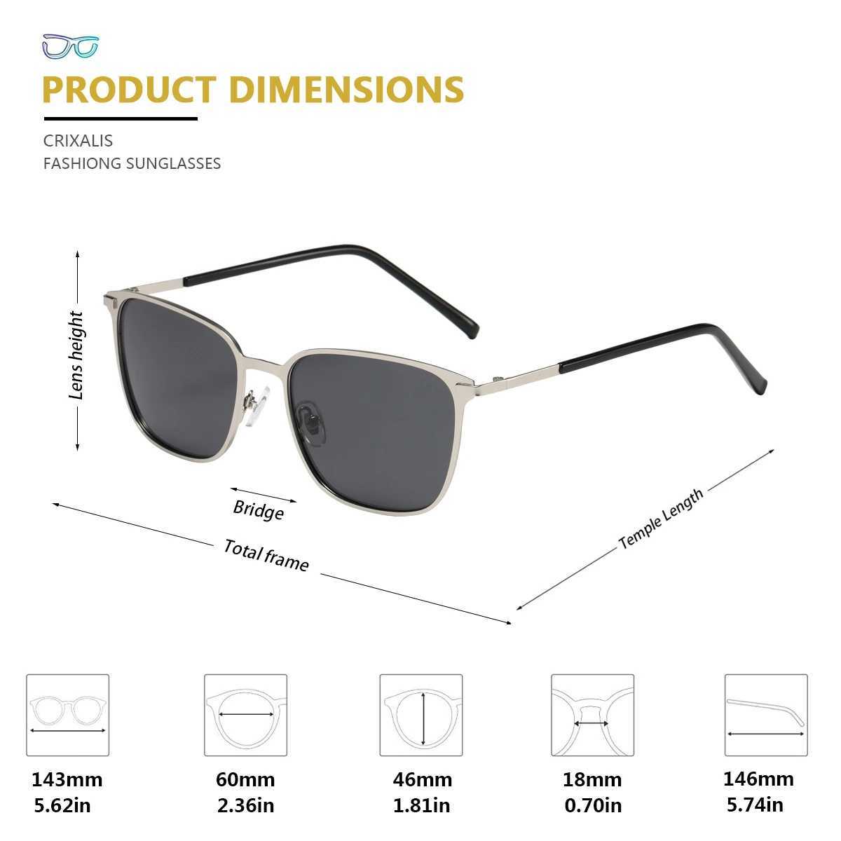 CRIXS Ultrght Polarized Sunglasses For Men Anti Glare Driving Sun Glasses Women Vintage Metal Square Trend Shades Eyewear W241228