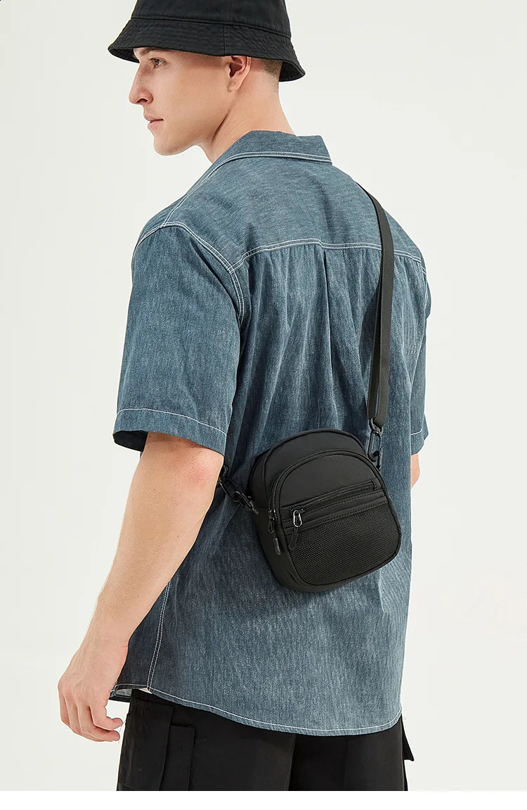 Mens Oxford Cloth Crossbody Purse for Young People Simple and Solid Color Small Shoulder Bag Street Style Phone 241227
