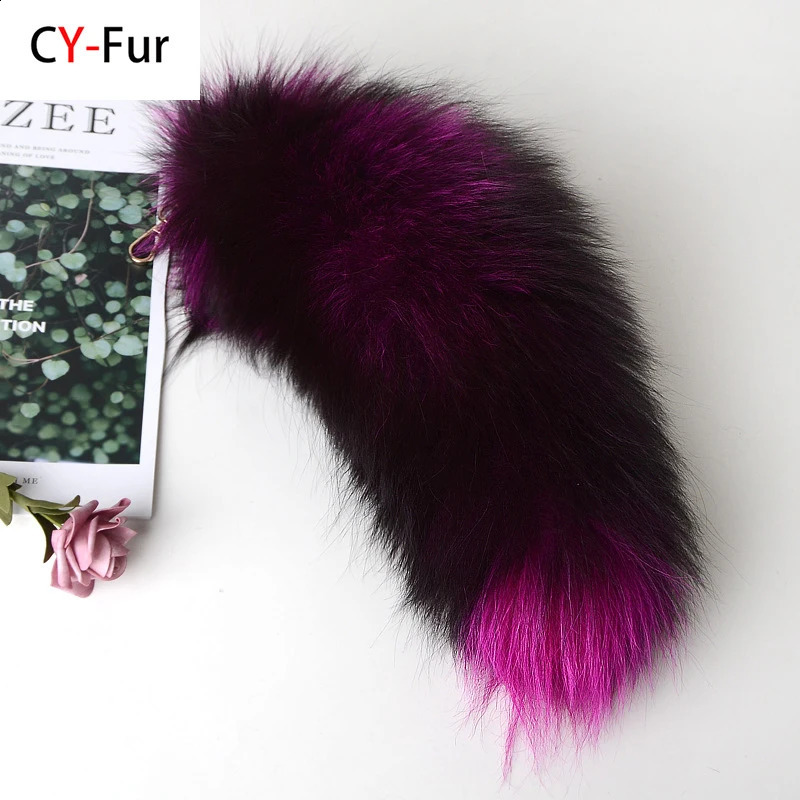 Fashion Fox Tail Keychain Wolf Tail Fur Tassel Bag Tag Black And Brown Pom Charm Keyring Holder Strap Chain Gifts 241227