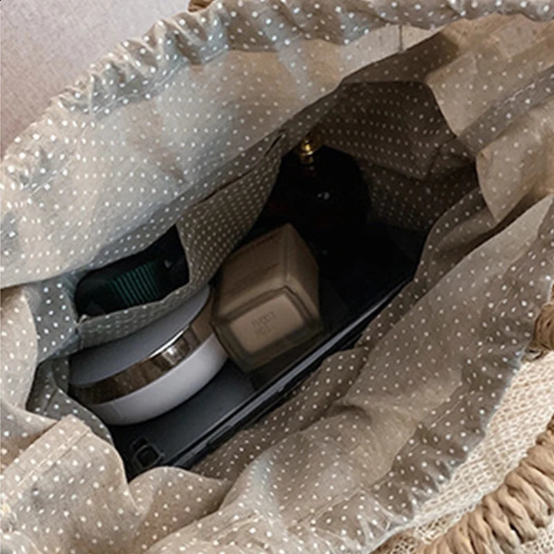 HalfRound Rattan Beach Bag Women Large Capacity Handle Summer Bags Travel Weave Bohemia Shoulder 241227