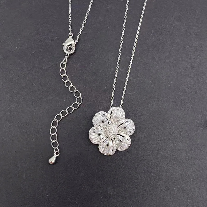 Vanifin Necklace with Earrings Exquisite Plum Blossom Micro Inlay Zirconia For Woman Banquet Jewelry Gift 241226