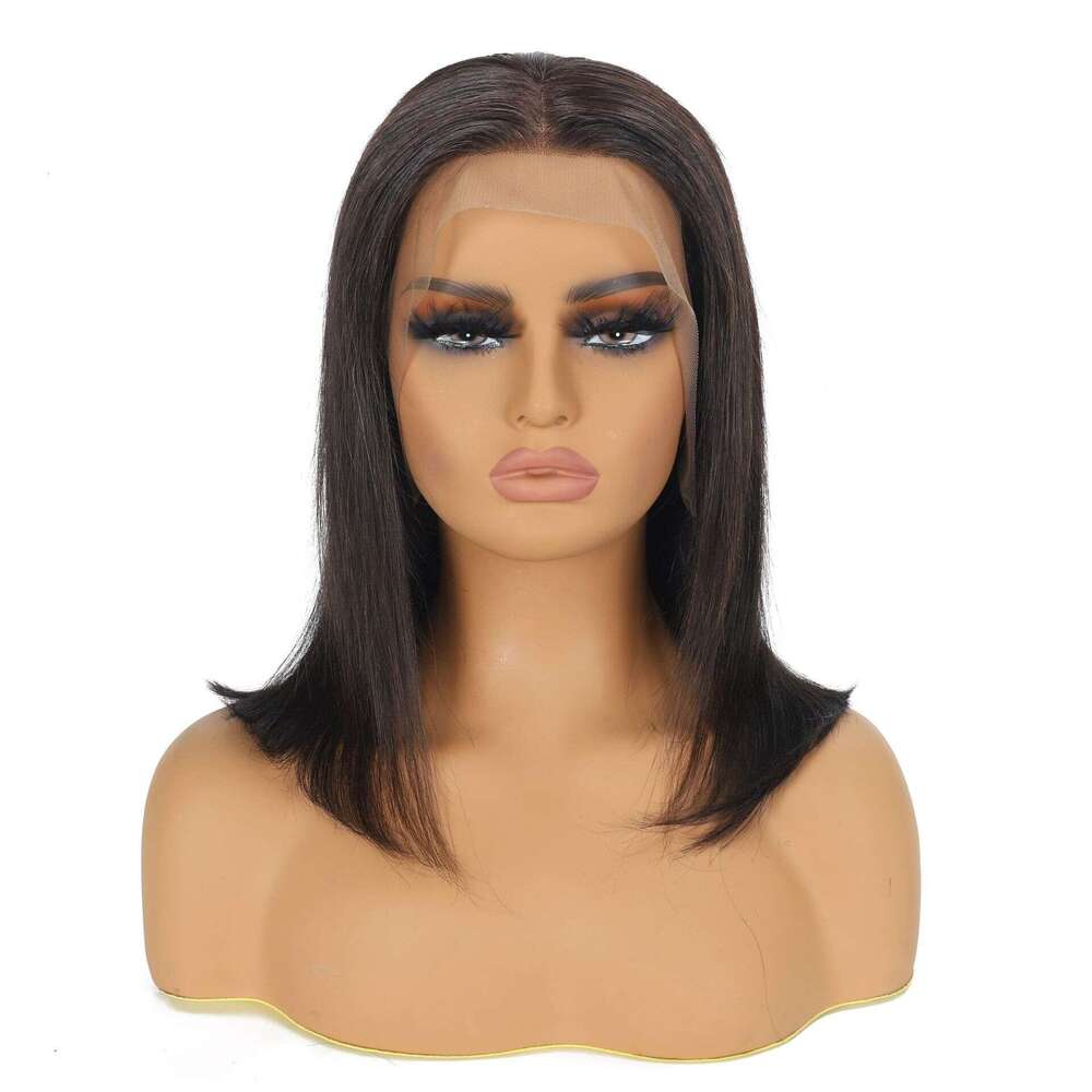 Real Person Hair Set With Lace Hand Woven Headband 13X4 Lace Short Bob Wig Density 150% Kq2 Kq2