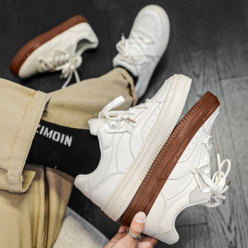 Men Casual Shoes Thick Sole Simple Versatile Style Fashion Leisure Trendy Korean Version Triple Beige Brown fashion