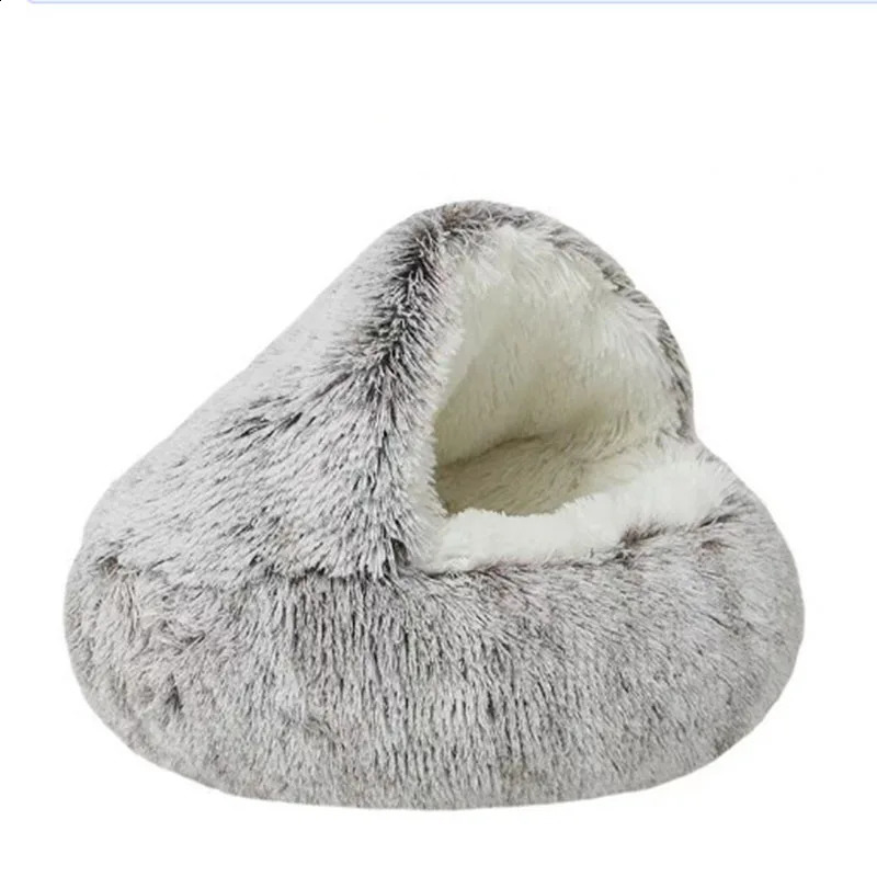 Cat Nest Accessories Round Warm Cats Bed Pet Products House Supplies Sleeping Bag Winter Long Plush Cat Stuff Bed For Small Dogs 241225