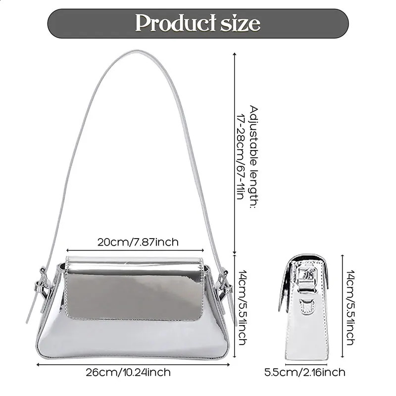 Handbags for Women Laser Armpit Bag Shoulder Bag Silver Chic Female Top Handle Bags Shopper Tote Bag Purse 241228