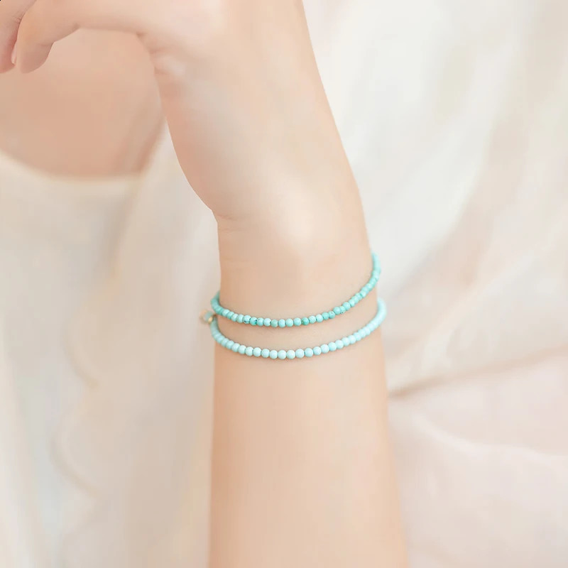 High Quality Women Fine Jewelry Unique Vintage BOHO Turquoise Gemstones Natural Stones Beaded 14K Gold Filled Beads Bracelets 241227