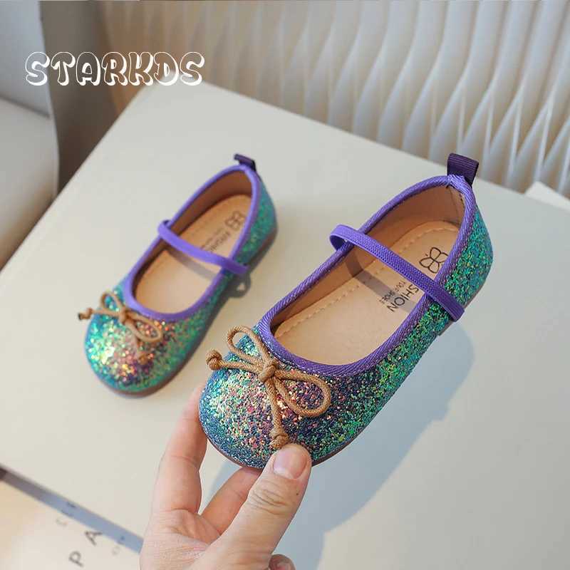 Mermaid Purple Glitter Ballet Shoes Kids Girls Luxury Bling Ballerina Loafers Child Soft Sole Dancing For Princess Footwear W241228
