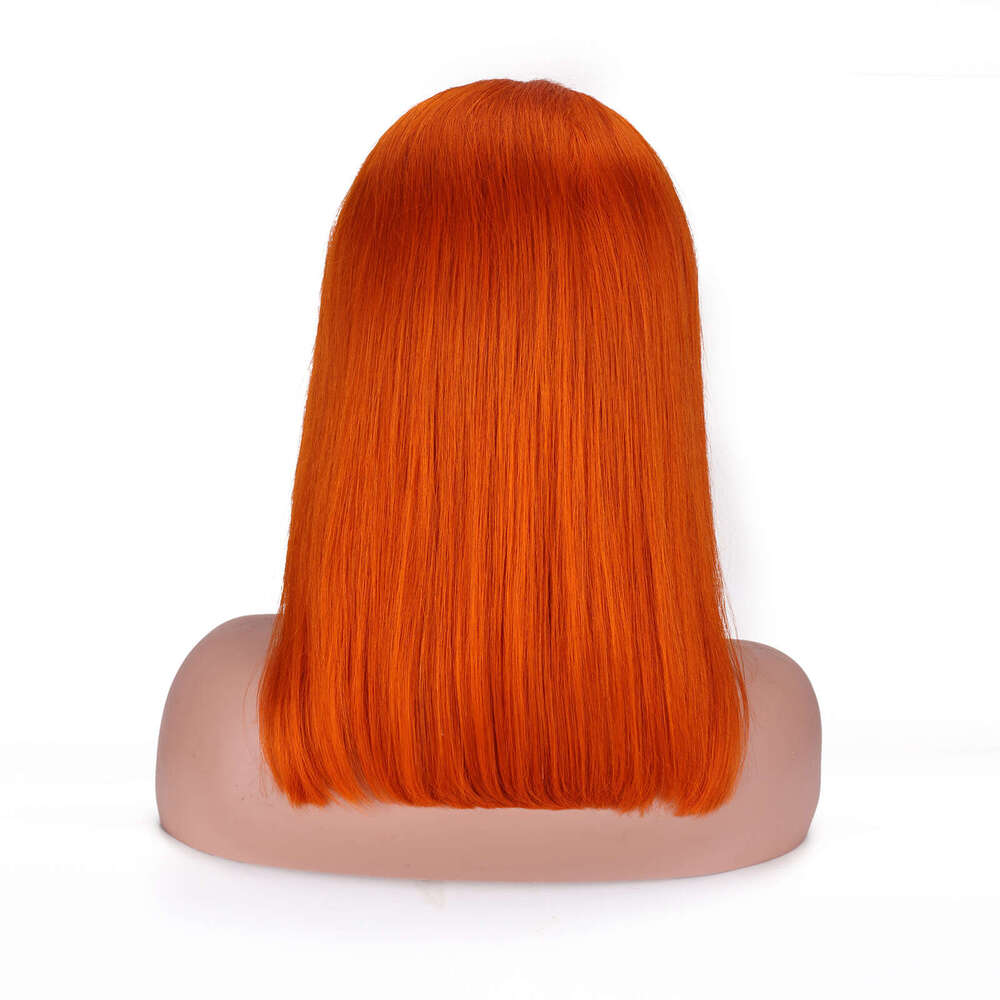13X4 Front Bob Wigs Real Hair Wig Orange 350 # Lace Headband Kq1 Kq1