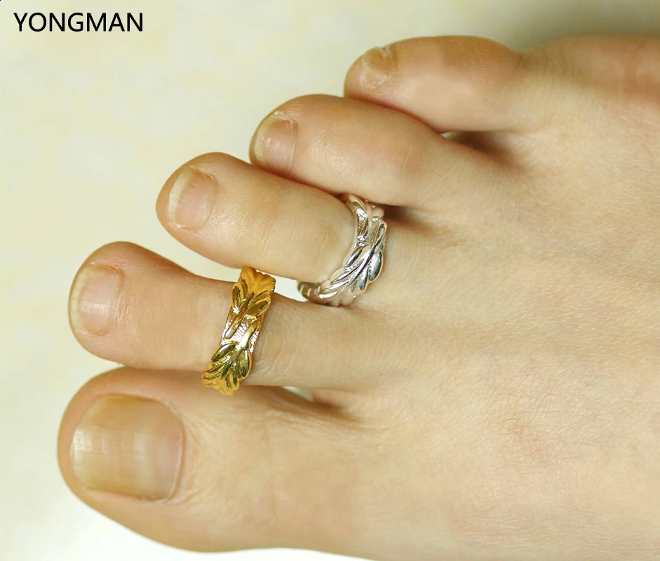 YONGMAN Fashion Womens Girls 5PCS 18K Gold Plated Leaf Finger Rings Toe Adjustable 241225