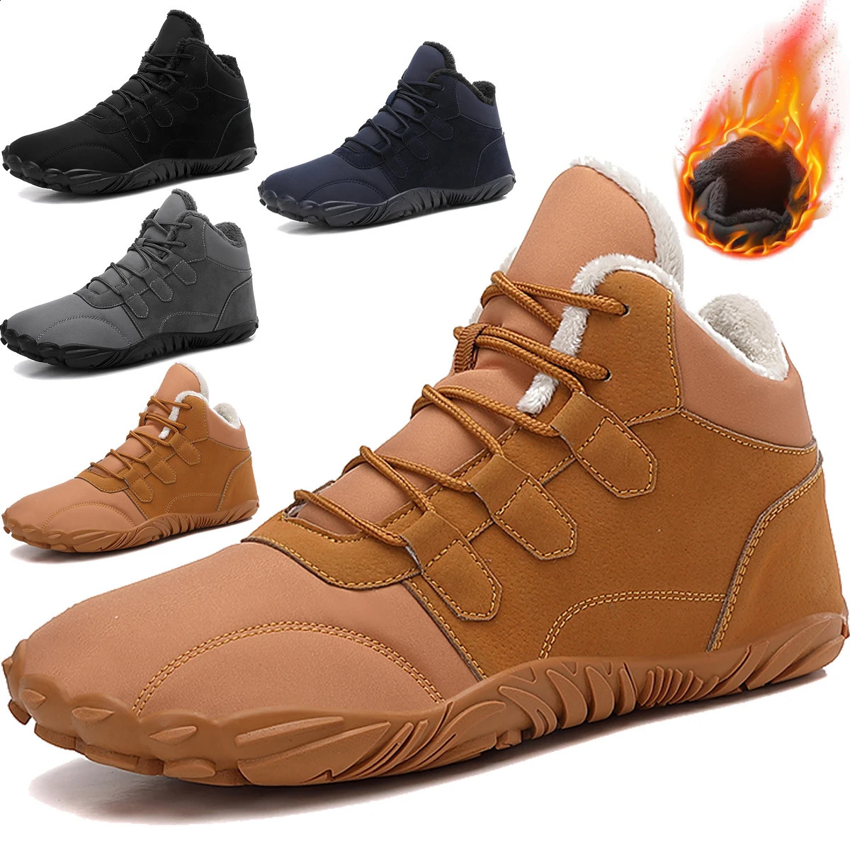 Winter Snow Boots Cold-Proof Trekking Shoes Waterproof Wide Toe Box Ankle Booties Lightweight Walking Boots for Hiking Climbing 241228