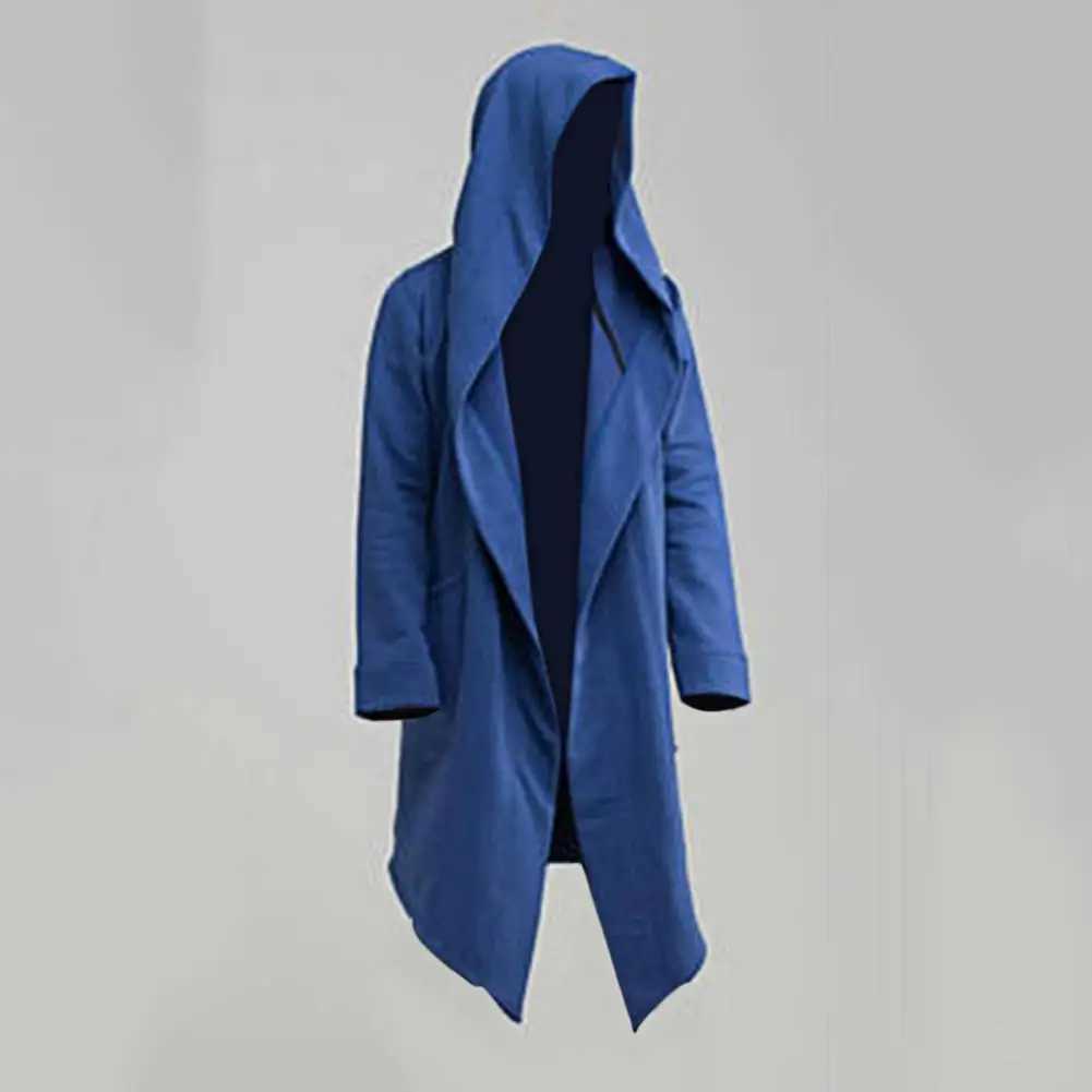 Fashionable Trench Coat Warm Leisure Men Coat Solid Color Long Sleeve Men Jacket Men Coat Oversize Hooded W241228