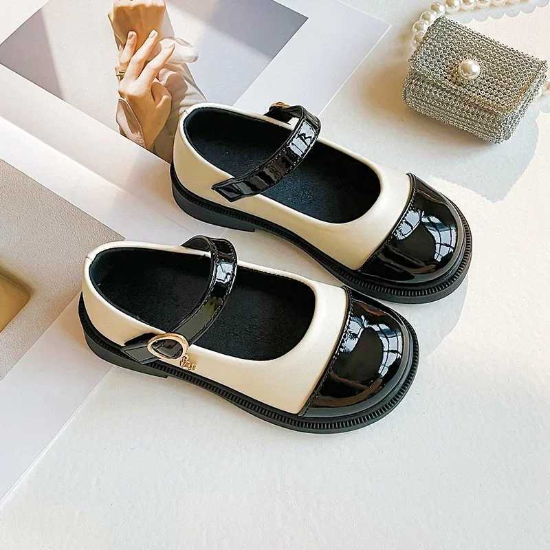 Children Leather Shoes Fashion Patent Leather Girls Flat Shoes Black White Vintage School 23-36 Toddler Kids Princess Shoes W241228