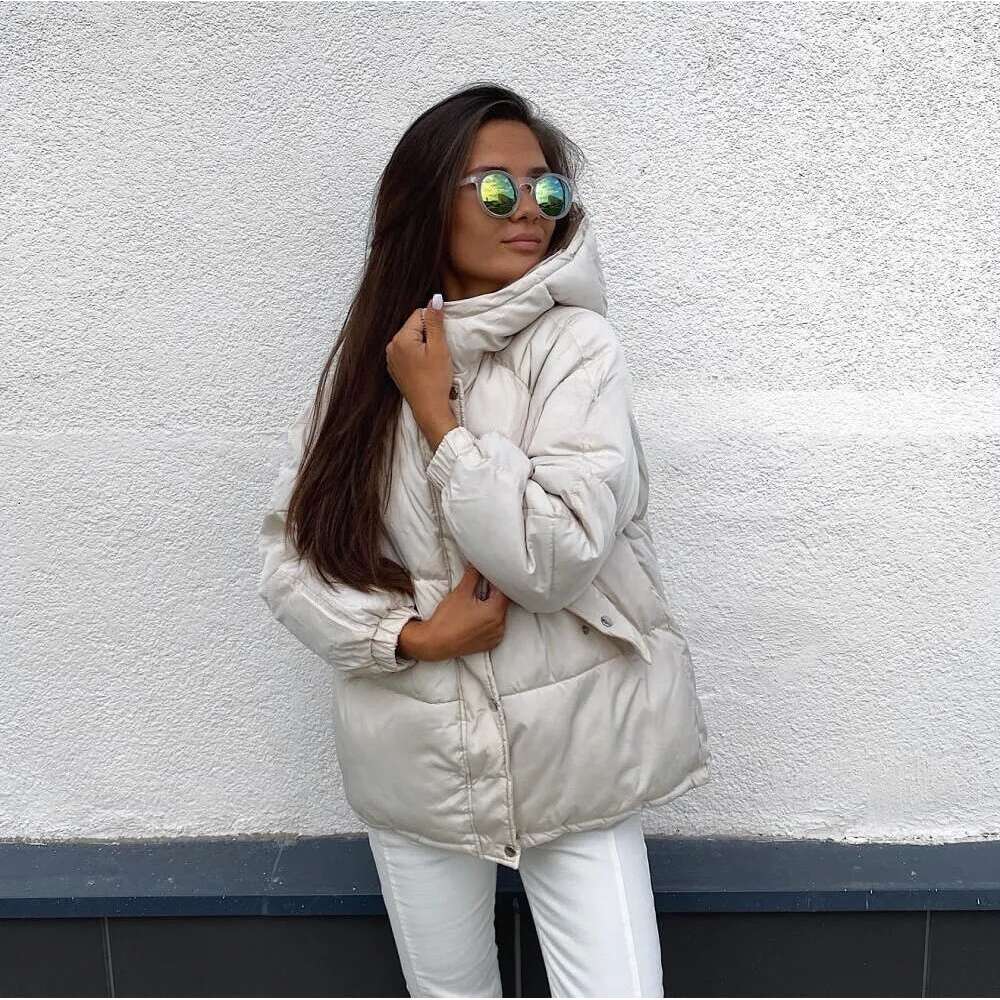Short Oversize Parka Warm Thick Cotton Coat Loose Hooded Padded Women Winter Jacket Q1913 M7h 201127