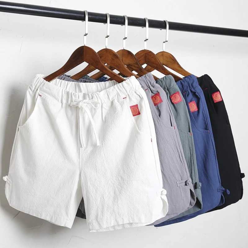 Mens Casual Drawstring Solid Short Pants Comfortable Cotton Linen Board Shorts Male Clothing Gym Running ShortsXJ241227