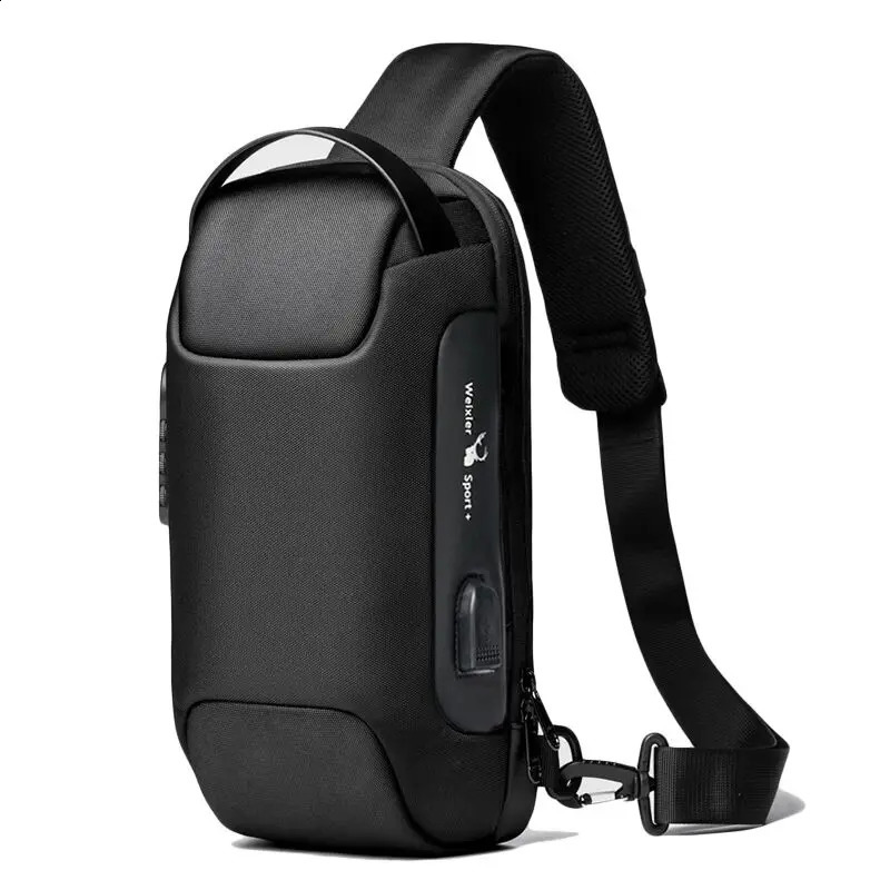Mens Waterproof Crossbody Bag Anti Theft Sling Bag Multifunction Chest Bags Shoulder Bag Messenger Bag with USB Charging Port 241228