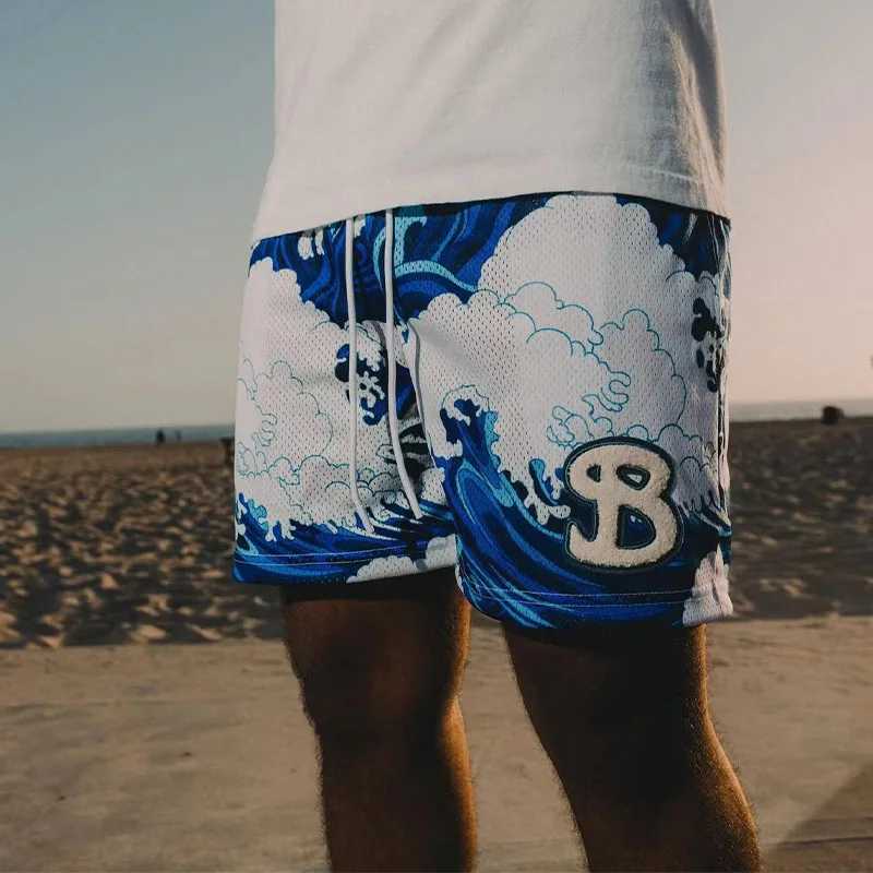 American BKTSQD trendy mesh retro shorts for mens casual quick drying sports running and fitness basketball quarterback XJ250228
