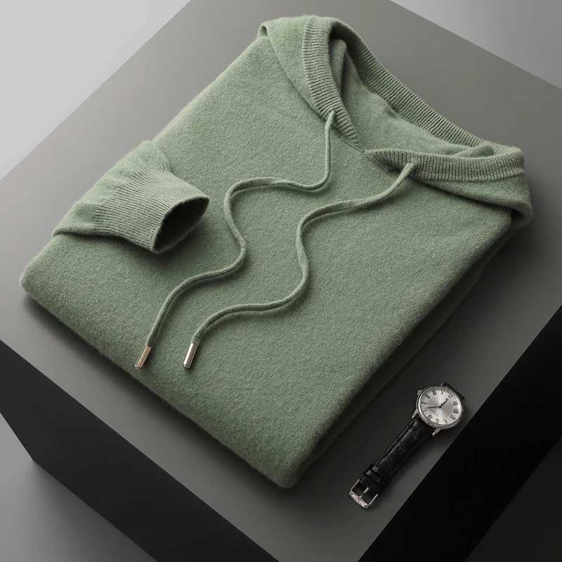 MVLYFLRT Mens One-piece ready-to-wear Hoodie 100% Merino Wool knitted Sweatshirt Autumn Winter Casual Large Top Long Sleeved X2412281
