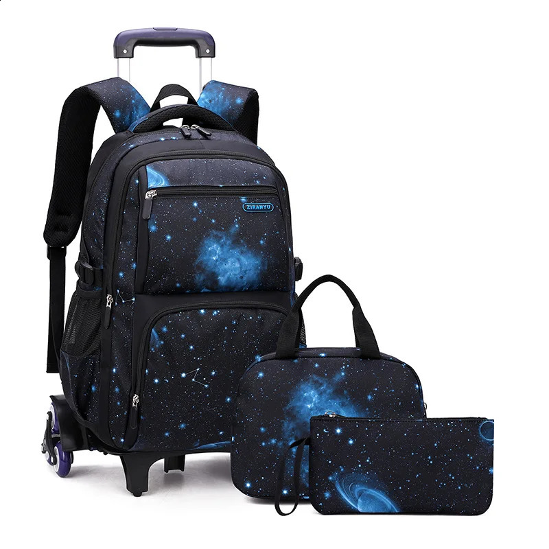 Carry On Kids Luggage Primary Junior High School Bag Rolling Backpack for Boys Wheeled with Lunch Box Trolley Bags 241227