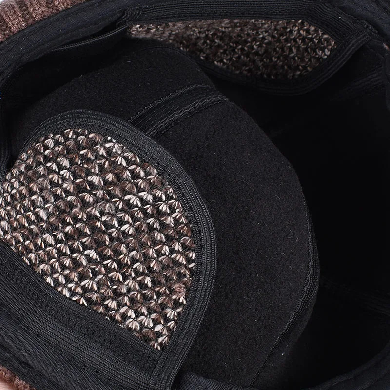 Winter Cap Man Russian Earflap Hat Autumn Ushanka Outdoor Warm Thick Knit Fleece Lined Hat Dad Baseball Caps Black 241227