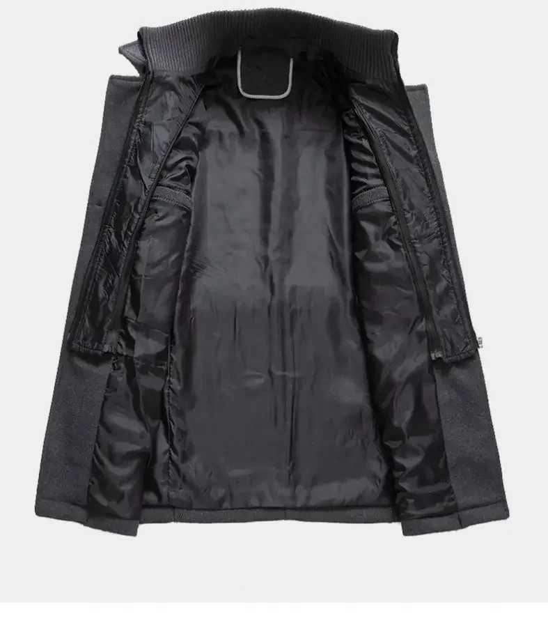 Warm Long Coat Plus Size Windproof Jacket for Men Woolen Overcoat Casual Trench Coat Stylish Winter Mens Double Collar Woolen M W241228