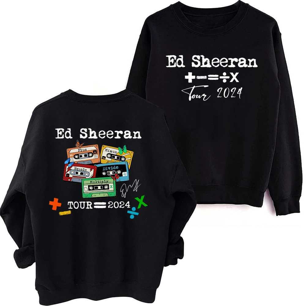 Ed Sheeran Tour 2024 Tapes Sweatshirt Harajuku Round Neck Long Sleeve Oversized Hoodie Fans Gift X241228