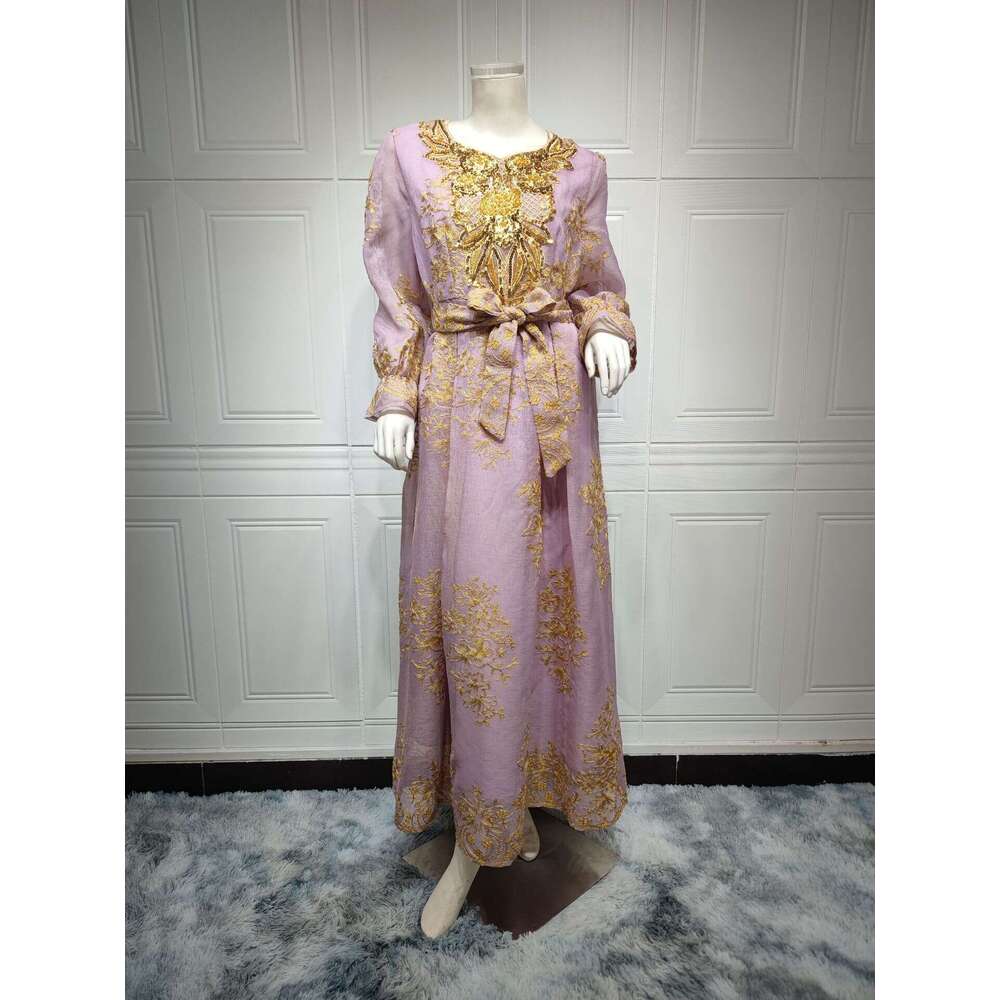 Eid Al Adha Arab Dubai Embroidered Decal Dress Muslim Party Banquet Robe