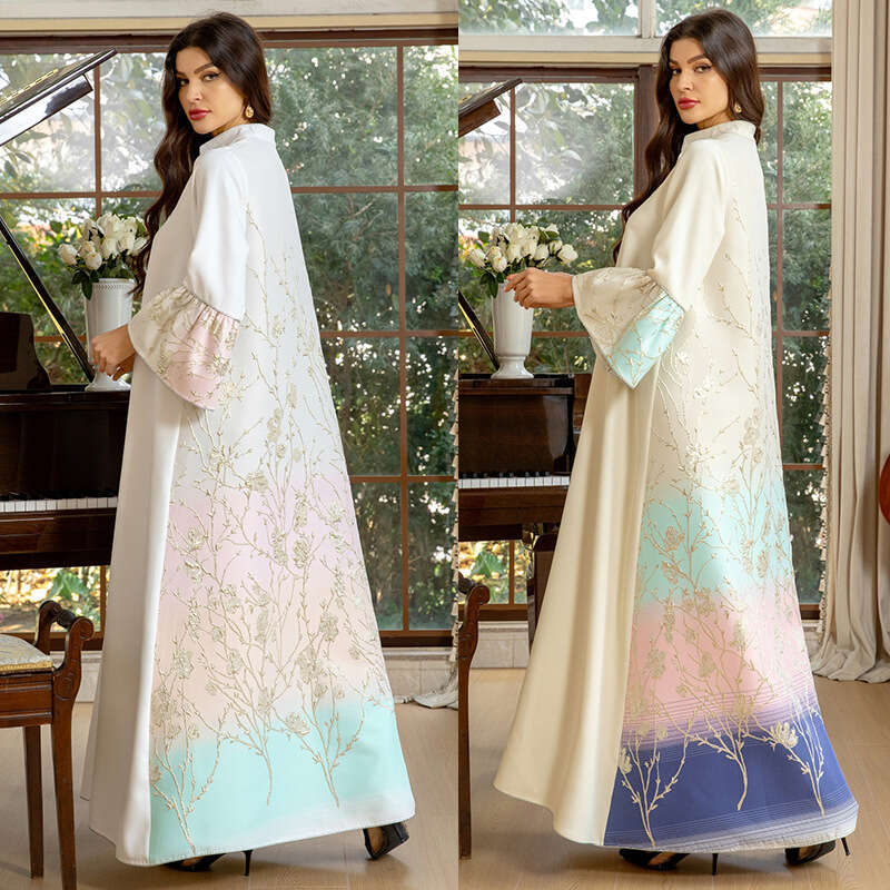 Muslim Dubai Fashion Jacquard Gradient Robe Women's Clothing